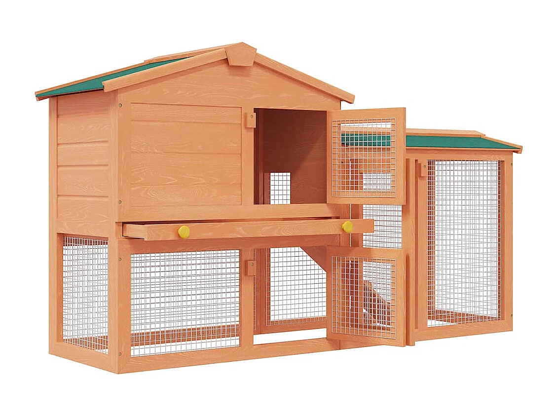Thrandar  Clapier large d'extérieur pour petits animaux de compagnie Bois