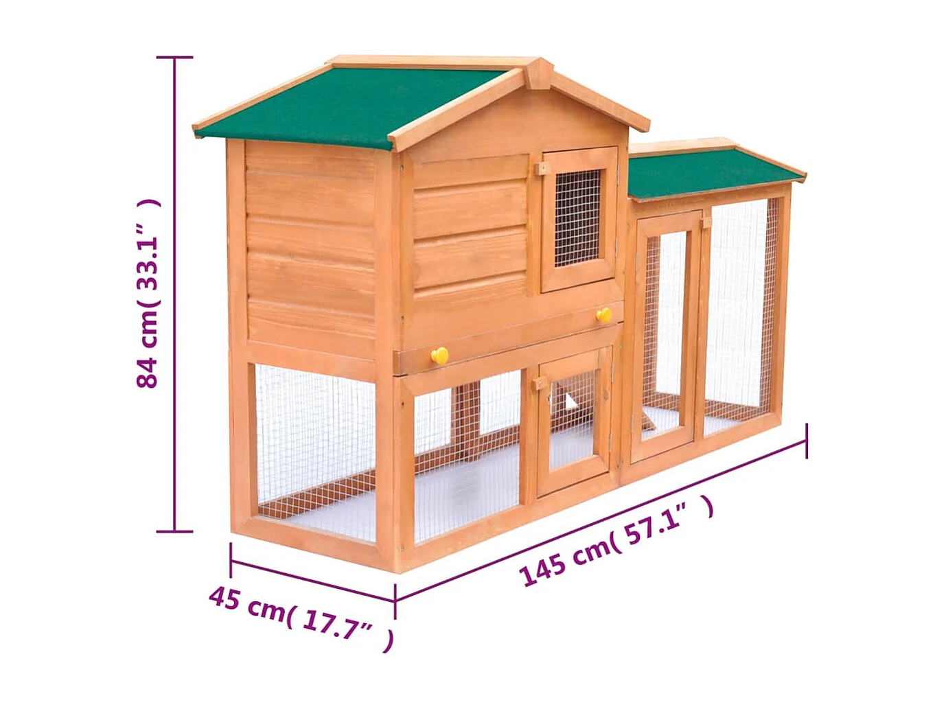 Thrandar  Clapier large d'extérieur pour petits animaux de compagnie Bois