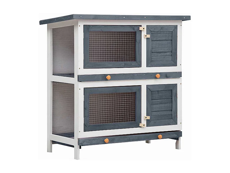 Trinity  Clapier d'extérieur 4 portes Gris Bois