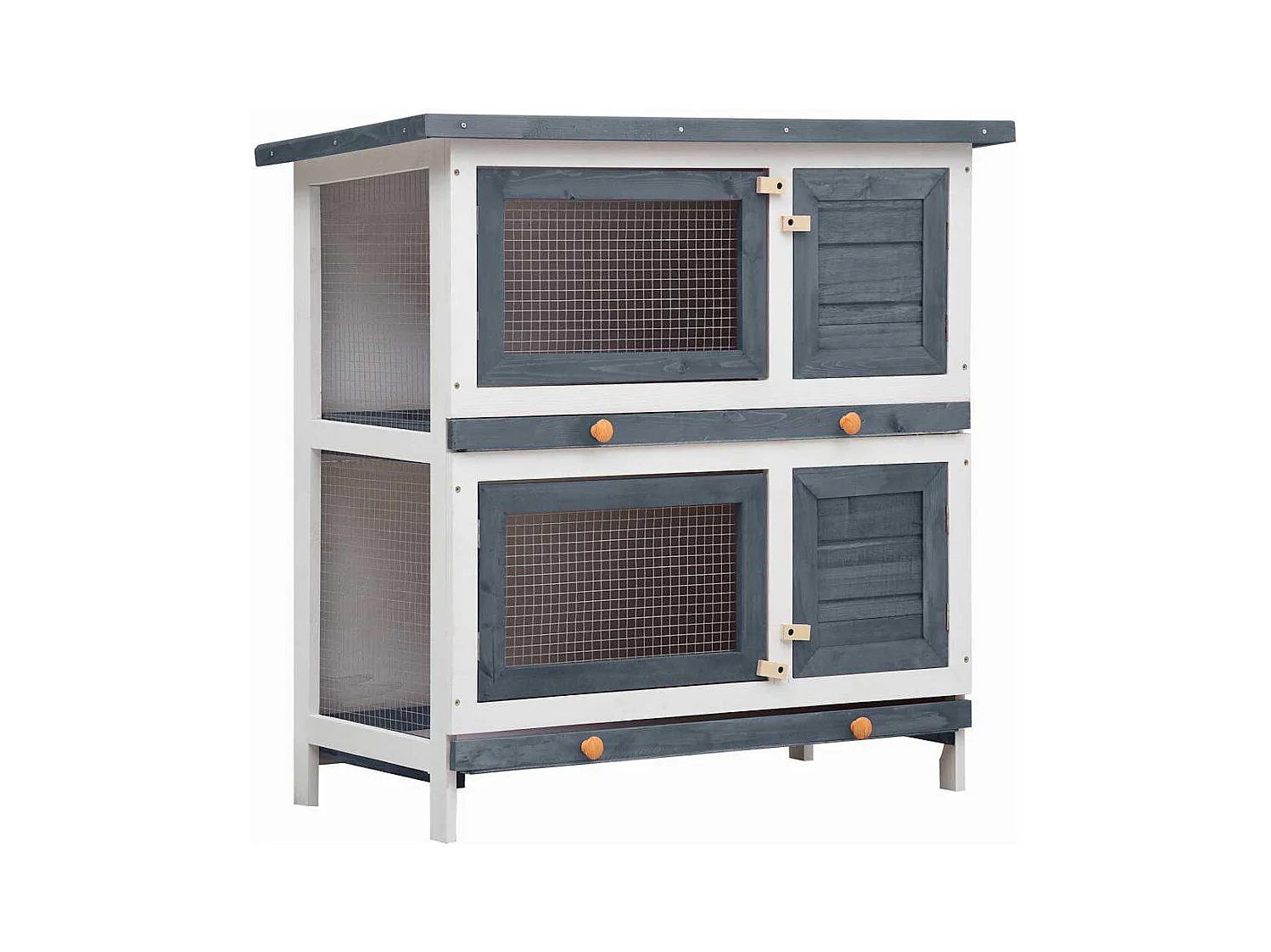 Trinity  Clapier d'extérieur 4 portes Gris Bois