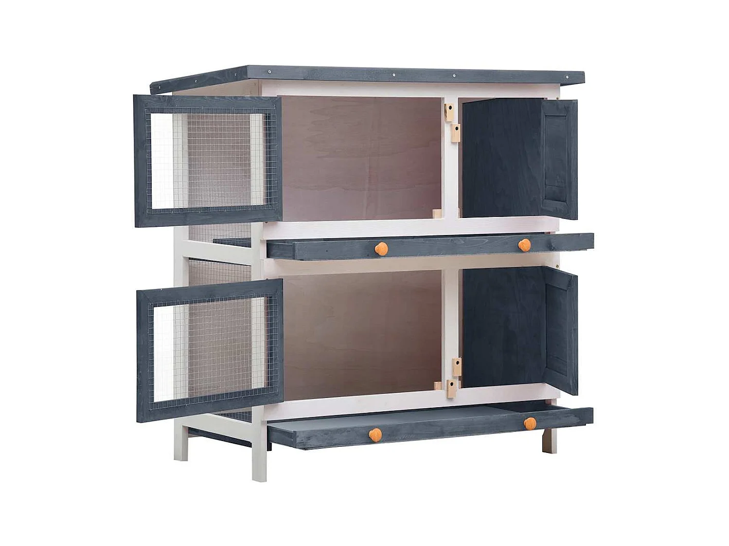 Trinity  Clapier d'extérieur 4 portes Gris Bois