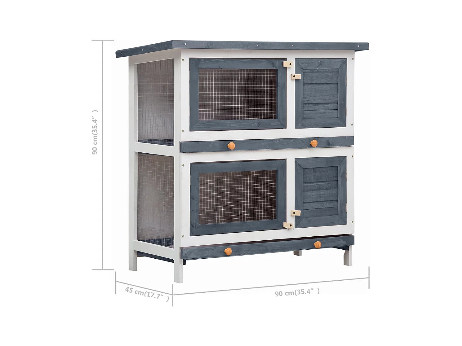 Trinity  Clapier d'extérieur 4 portes Gris Bois