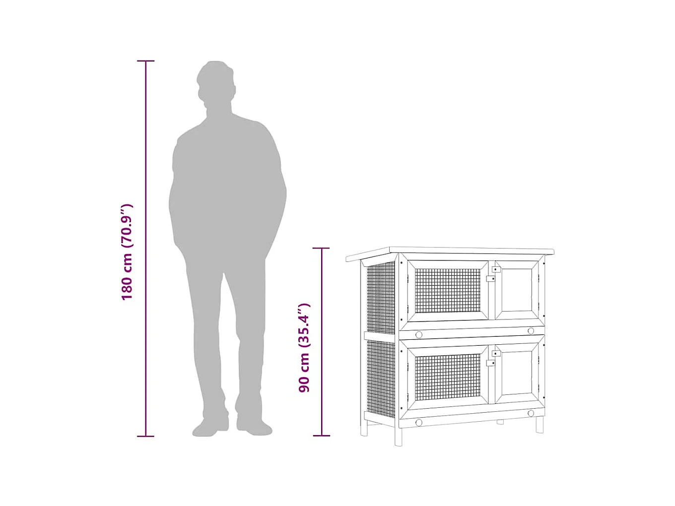 Trinity  Clapier d'extérieur 4 portes Gris Bois