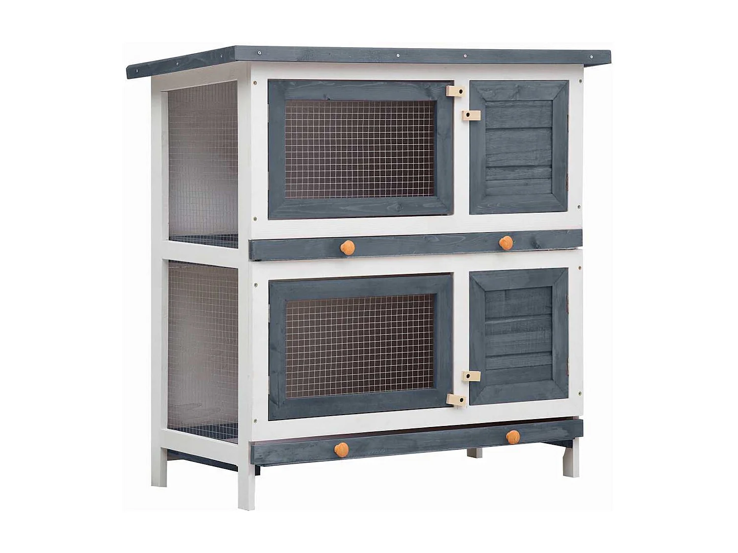 Trinity  Jaula conejera con 4 puertas madera gris