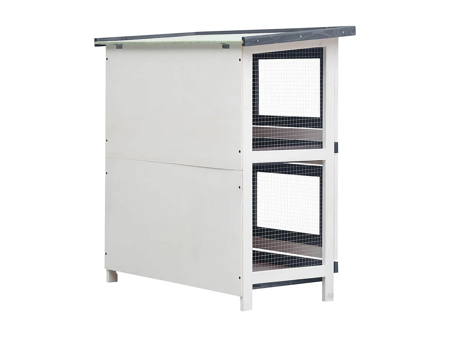 Trinity  Jaula conejera con 4 puertas madera gris