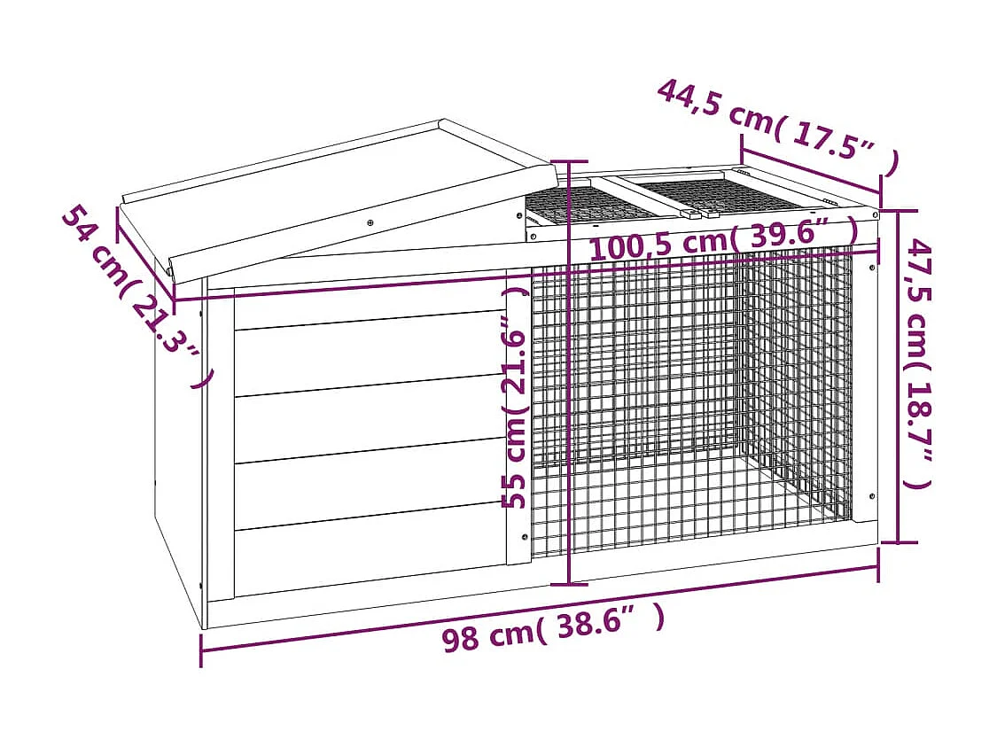 Tyron  Clapier moka 100,5x54x55 cm bois de pin massif