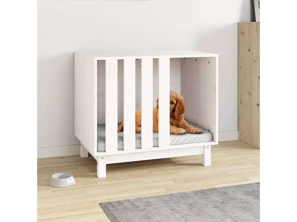 Rivoli  Caseta para perros madera maciza de pino blanco 70x50x62 cm