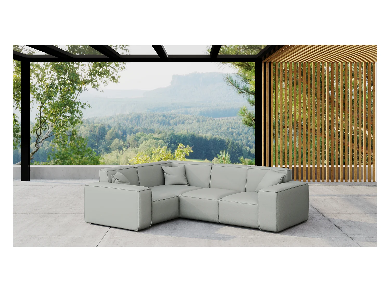 Gartenmöbel Ecksofa MALIBU, Stoff ODYSSEY, Hellgrau, Links