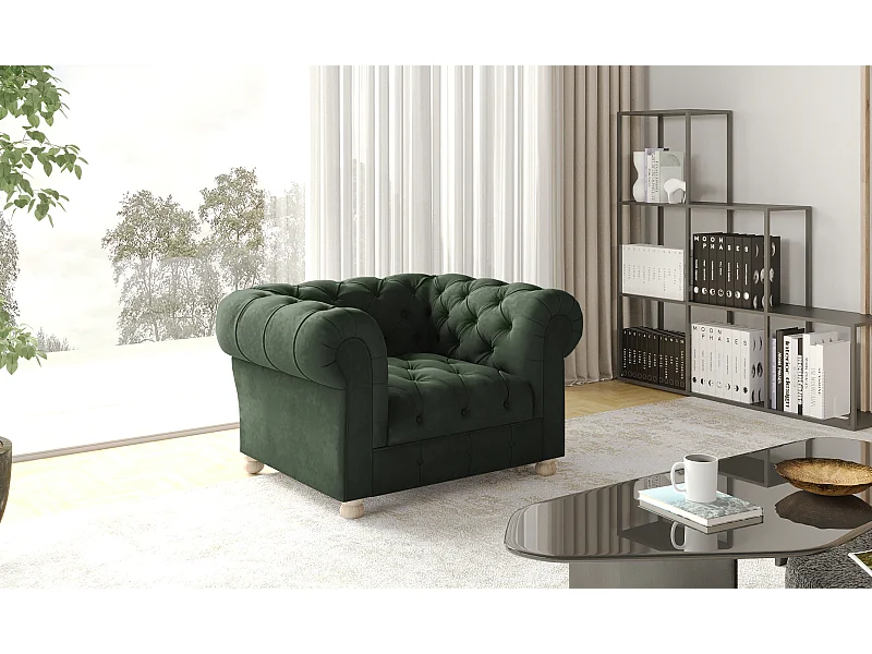 CHESTERFIELD fauteuil, Whisper stof, groen