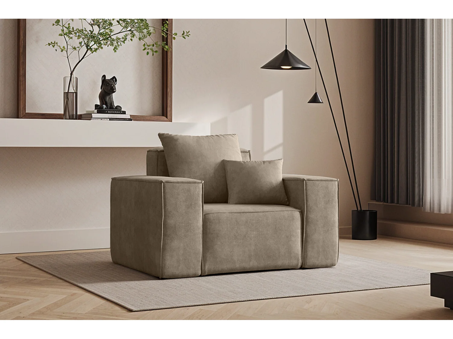 Fauteuil ELLA, tissu Noel, beige