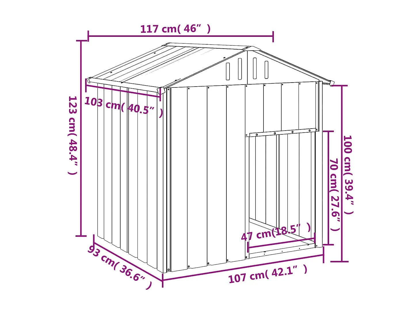 Claire-Ségolène  Hondenhok met dak 117x103x123 cm gegalvaniseerd staal