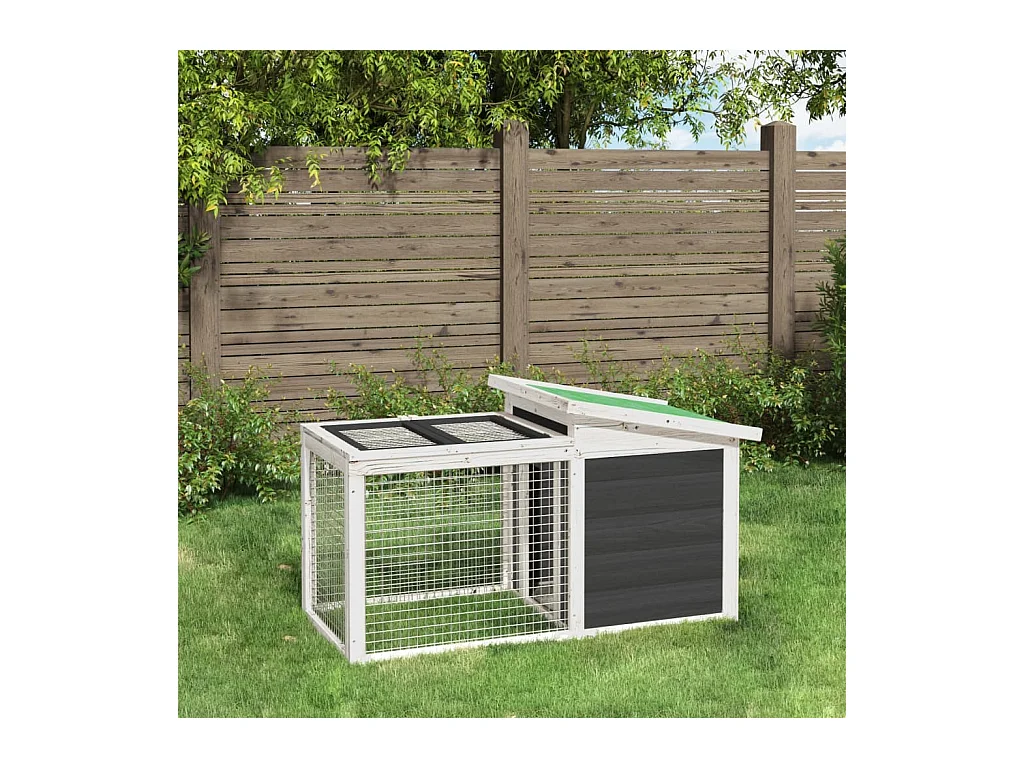 Tyron  Clapier gris 100,5x54x55 cm bois de pin massif