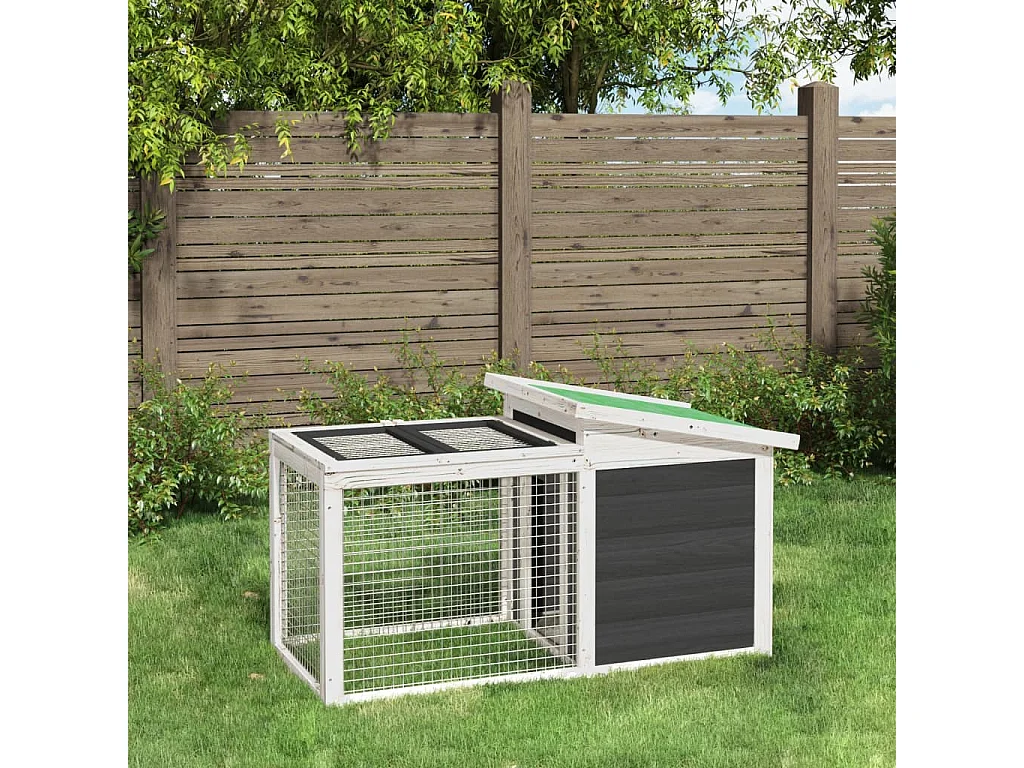 Tyron  Clapier gris 100,5x54x55 cm bois de pin massif