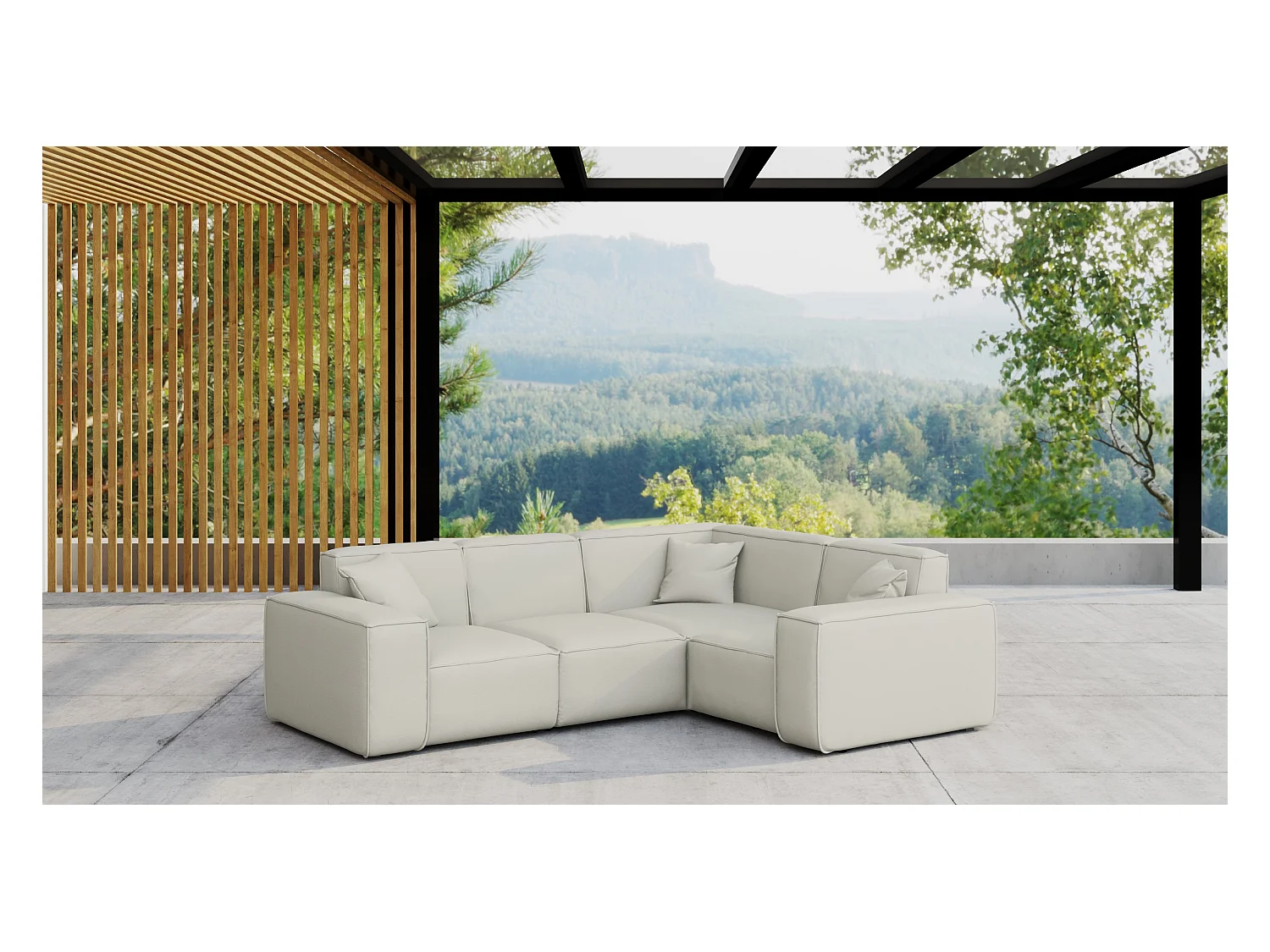 Tuinmeubel hoekbank MALIBU, stof ODYSSEY, crème, rechts