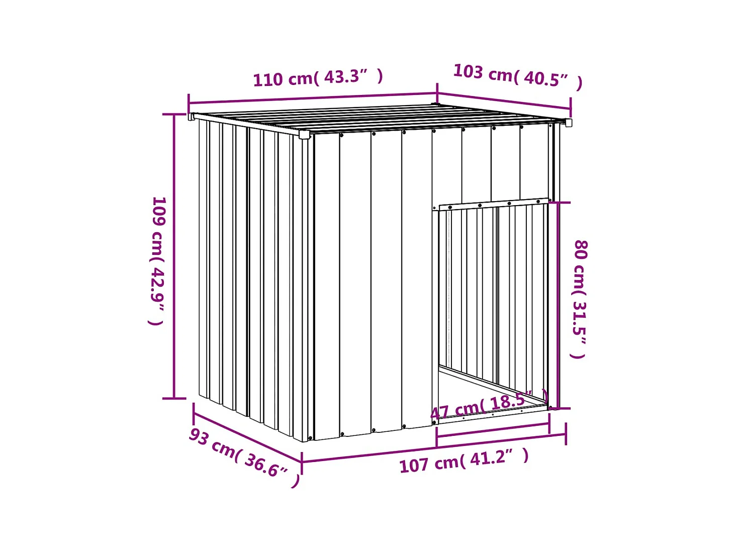 Dain  Niche pour cen avec toit gris clair 110 x 103 x 109 cm Acier galvanisé