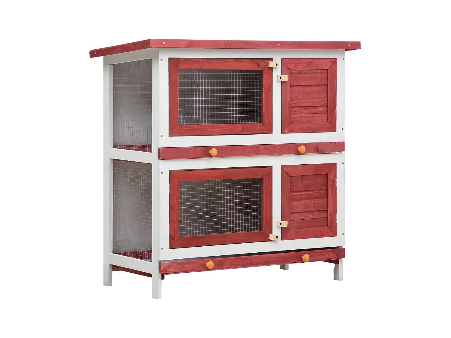 Trinity  Clapier d'extérieur 4 portes Rouge Bois