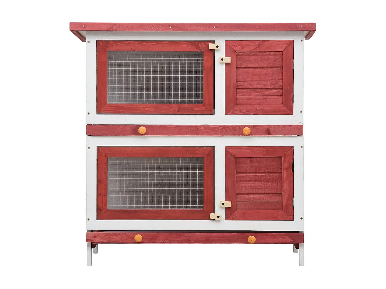 Trinity  Clapier d'extérieur 4 portes Rouge Bois