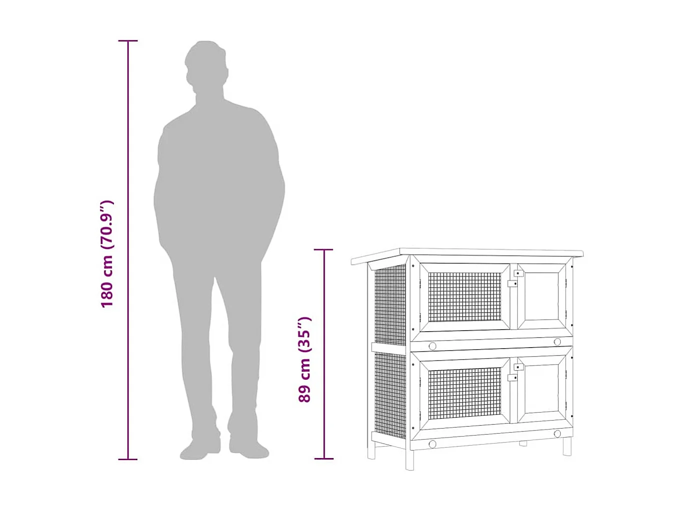 Trinity  Jaula conejera con 4 puertas madera rojo
