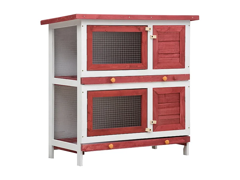 Trinity  Clapier d'extérieur 4 portes Rouge Bois