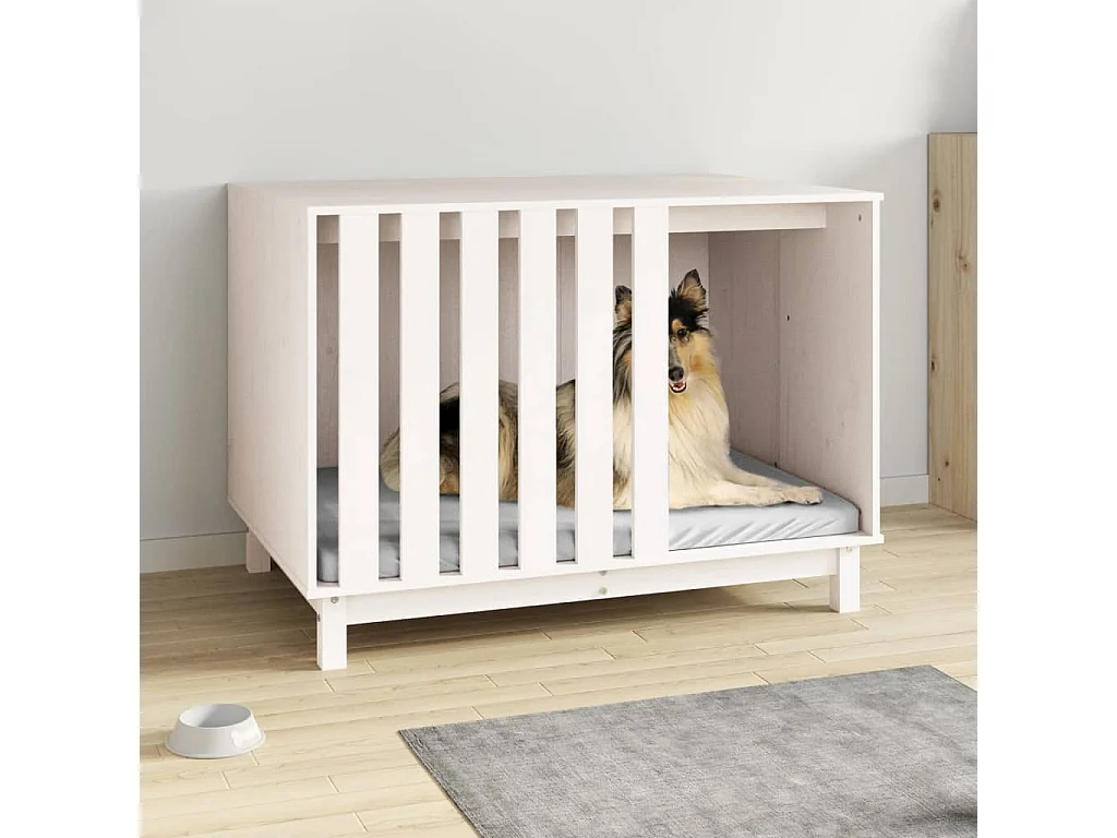 Rivoli  Cama para perros madera maciza de pino blanco 100x70x72 cm