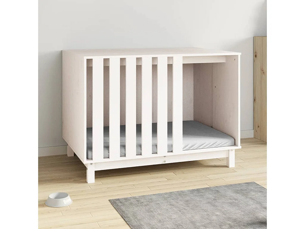 Rivoli  Cama para perros madera maciza de pino blanco 100x70x72 cm
