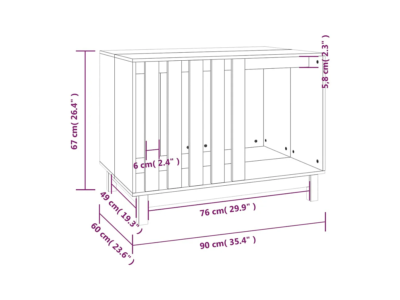 Rivoli  Niche pour cen Blanc 90x60x67 cm Bois de pin massif
