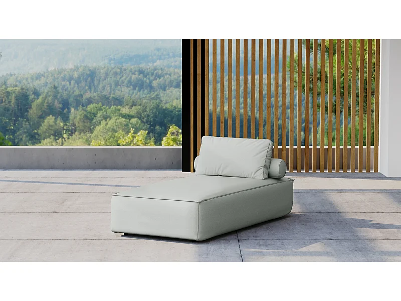 Salon de jardin transat MALIBU, tissu ODYSSEY, gris clair