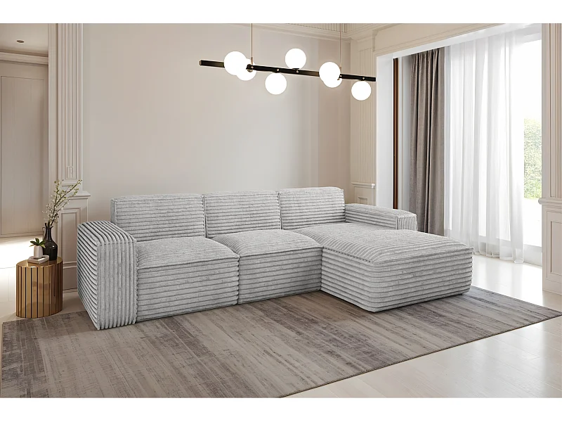 Ecksofa L-Form Siena Stoff Velo Hellgrau Rechts