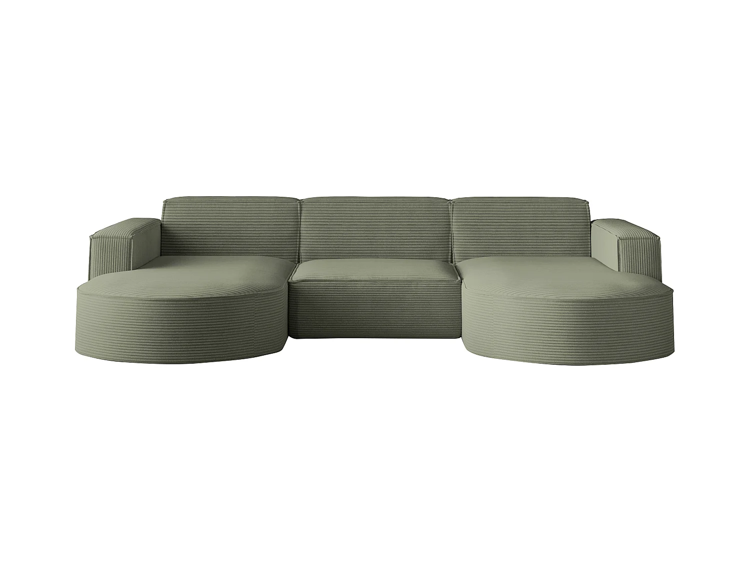 Canapé d'angle Modena en U, tissu Poso, vert clair