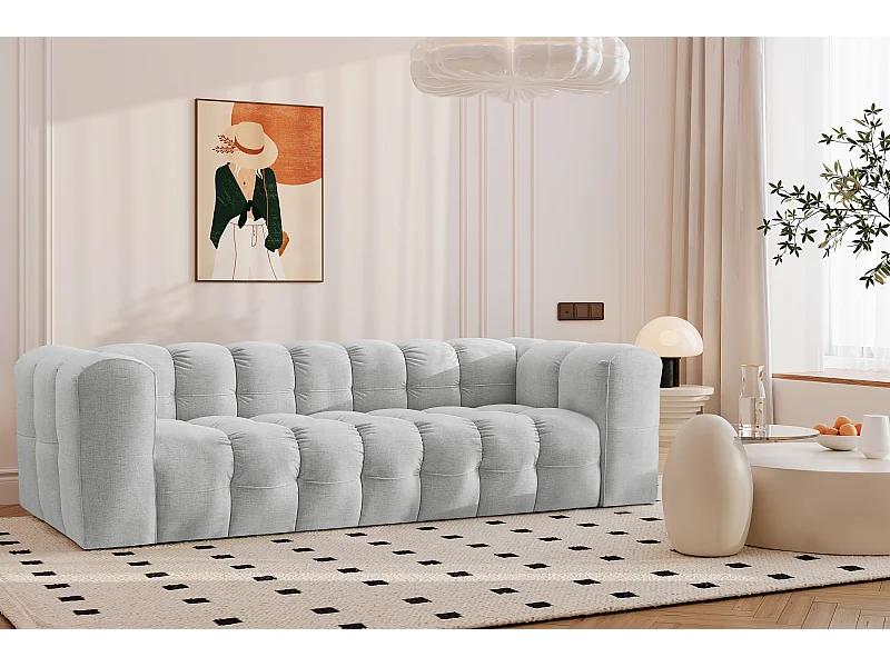 Sofa 4-Sitzer, Komfort Couch BALOO, stoff Schenille, Hellgrau