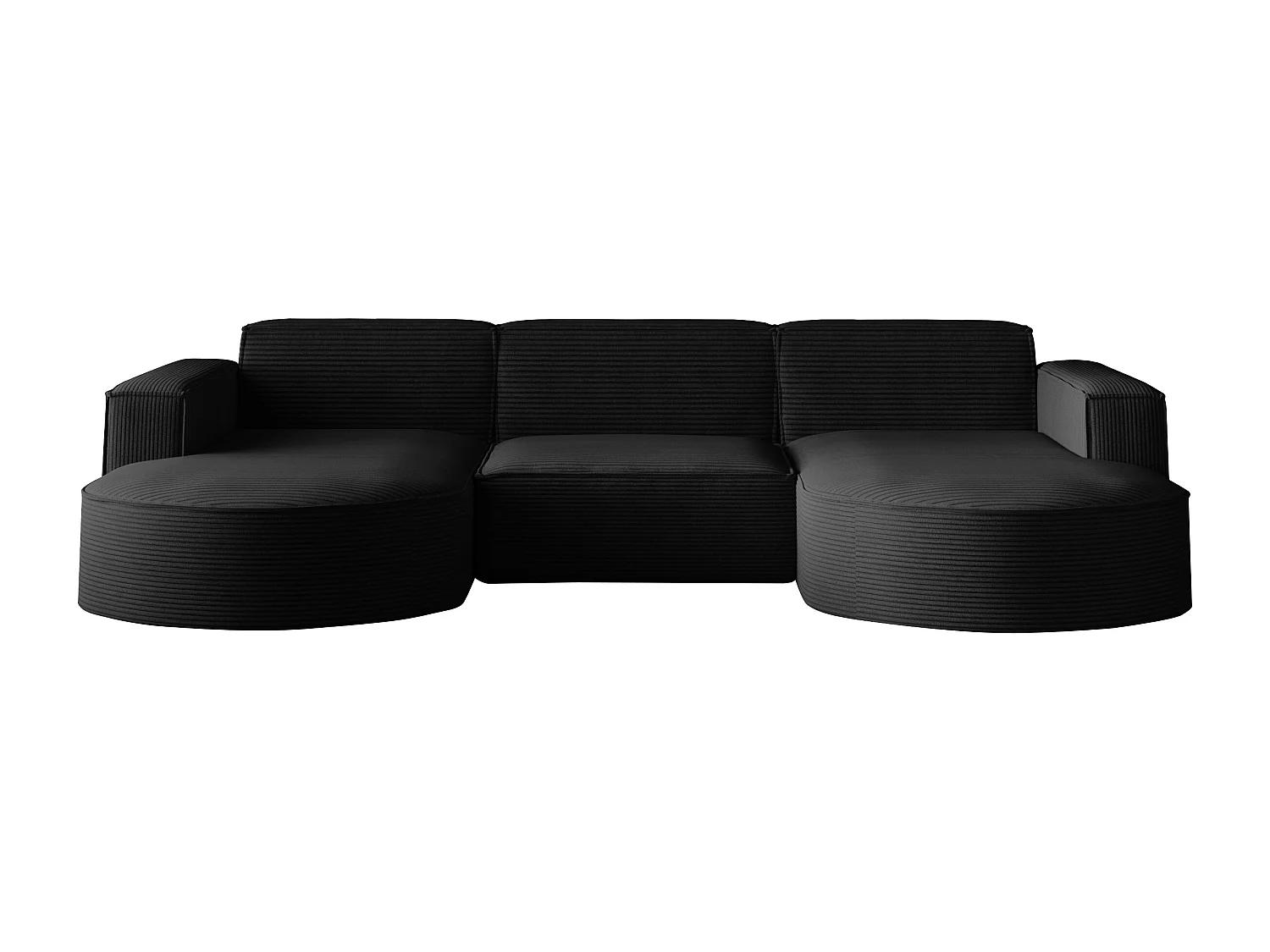 Canapé d'angle Modena en U, tissu Poso, noir