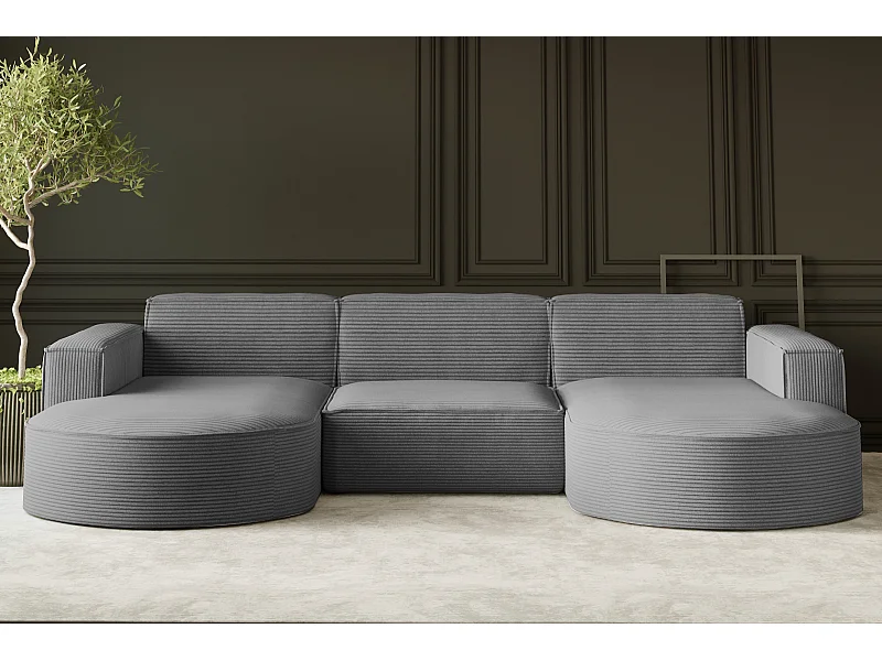 Ecksofa, Modena U-Form, Stoff Poso, Silber
