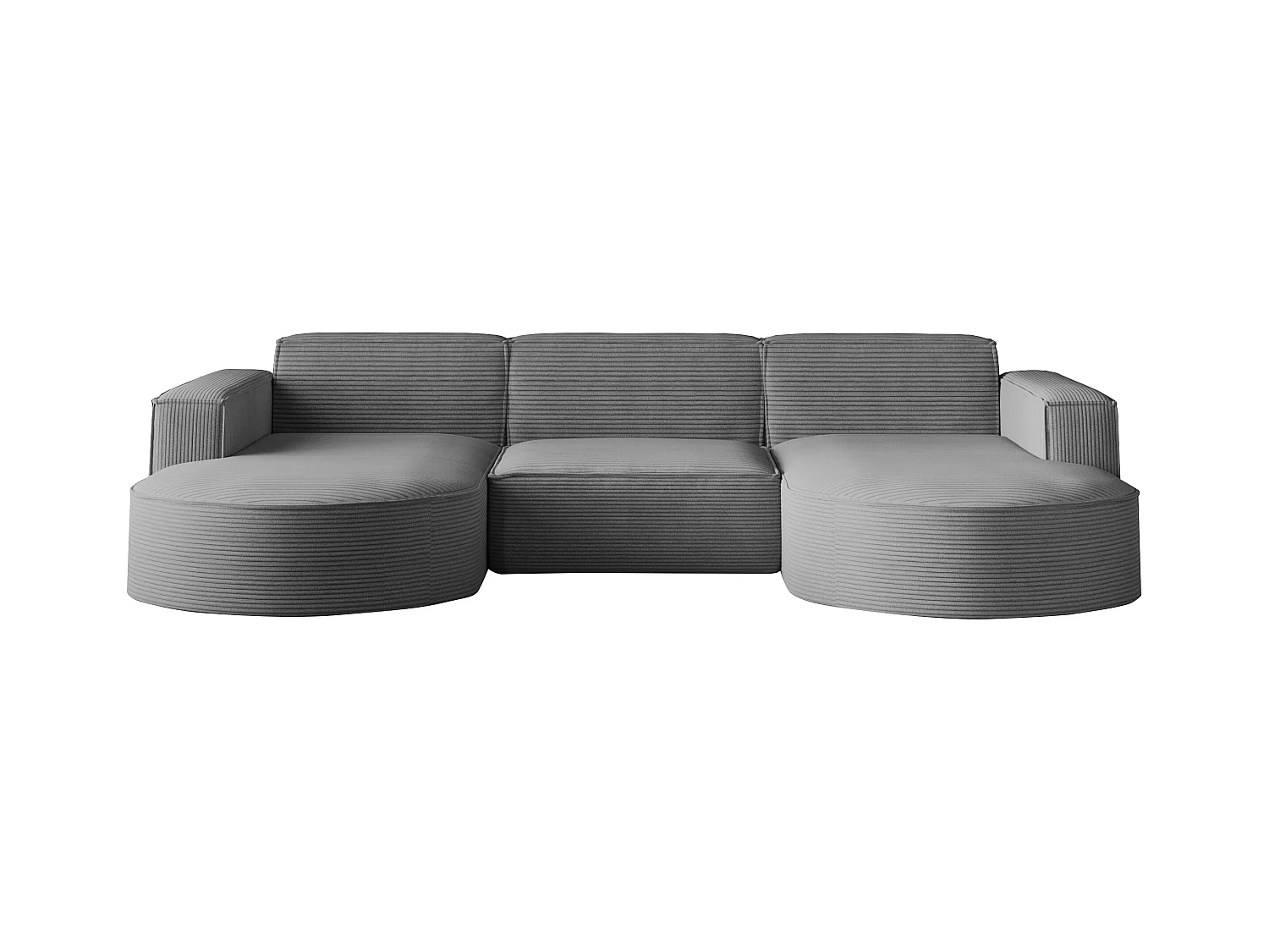 Canapé d'angle Modena en U, tissu Poso, argent