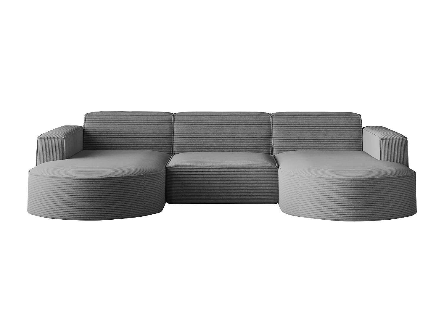 Canapé d'angle Modena en U, tissu Poso, argent