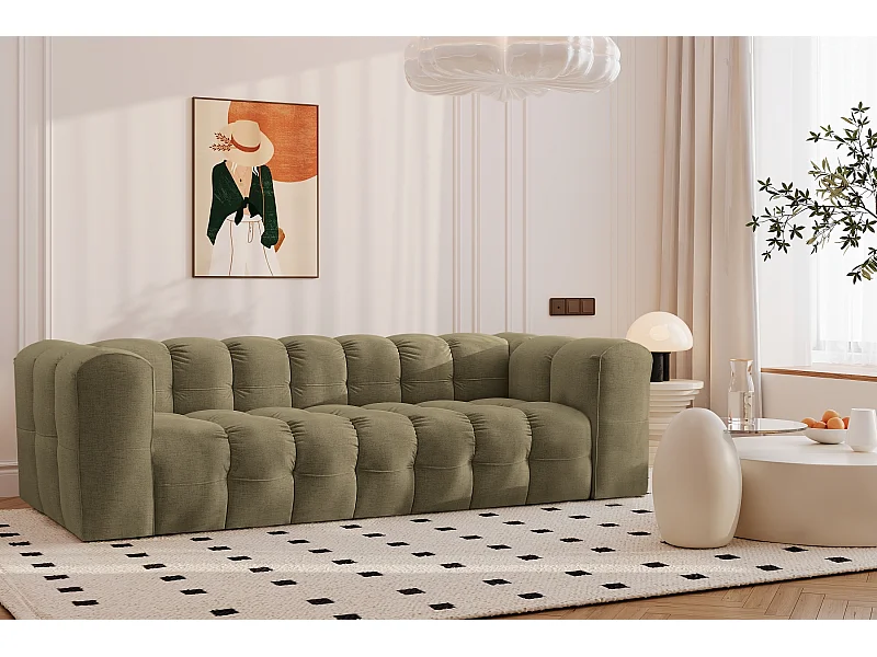 Sofa 4-Sitzer, Komfort Couch BALOO, stoff Schenille, Olive