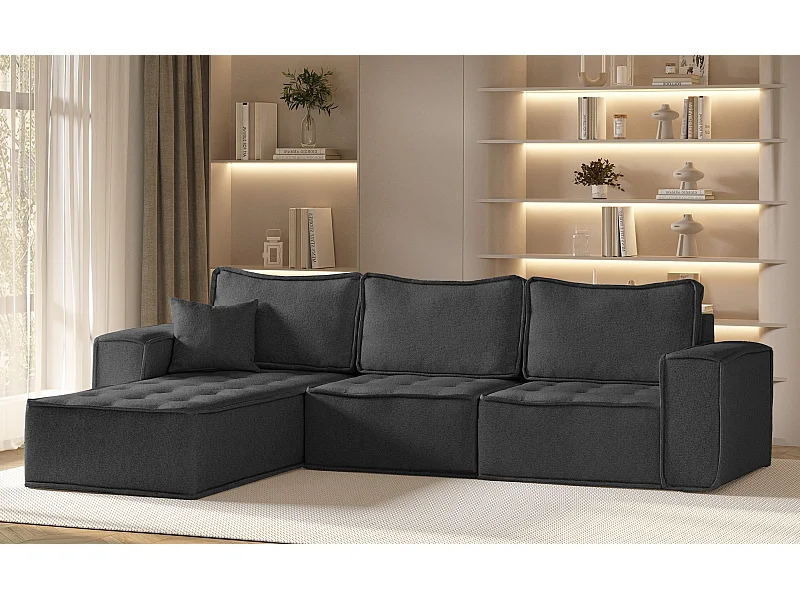 Ecksofa Bohoo Maxi L-from, Stoff Raven, Graphit, Links