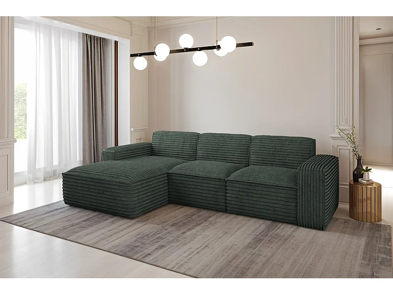 Ecksofa L-Form Siena Stoff Velo Grün Links