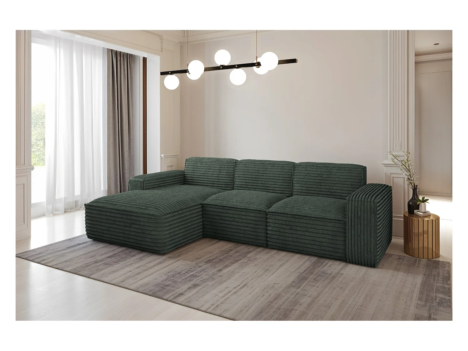 Ecksofa L-Form Siena Stoff Velo Grün Links