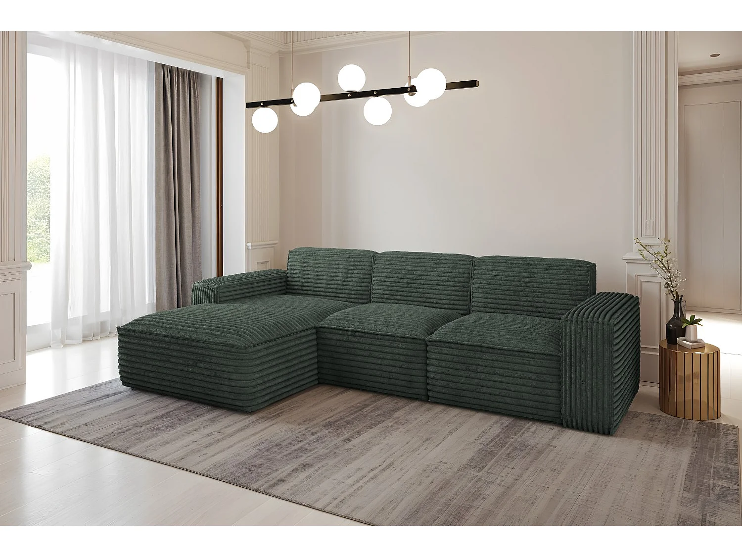 Ecksofa L-Form Siena Stoff Velo Grün Links