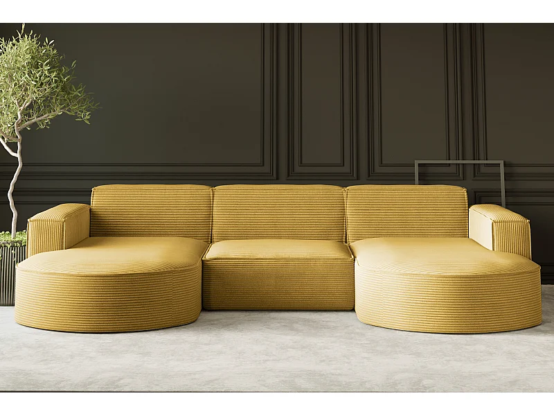 Ecksofa, Modena U-Form, Stoff Poso, Gelb