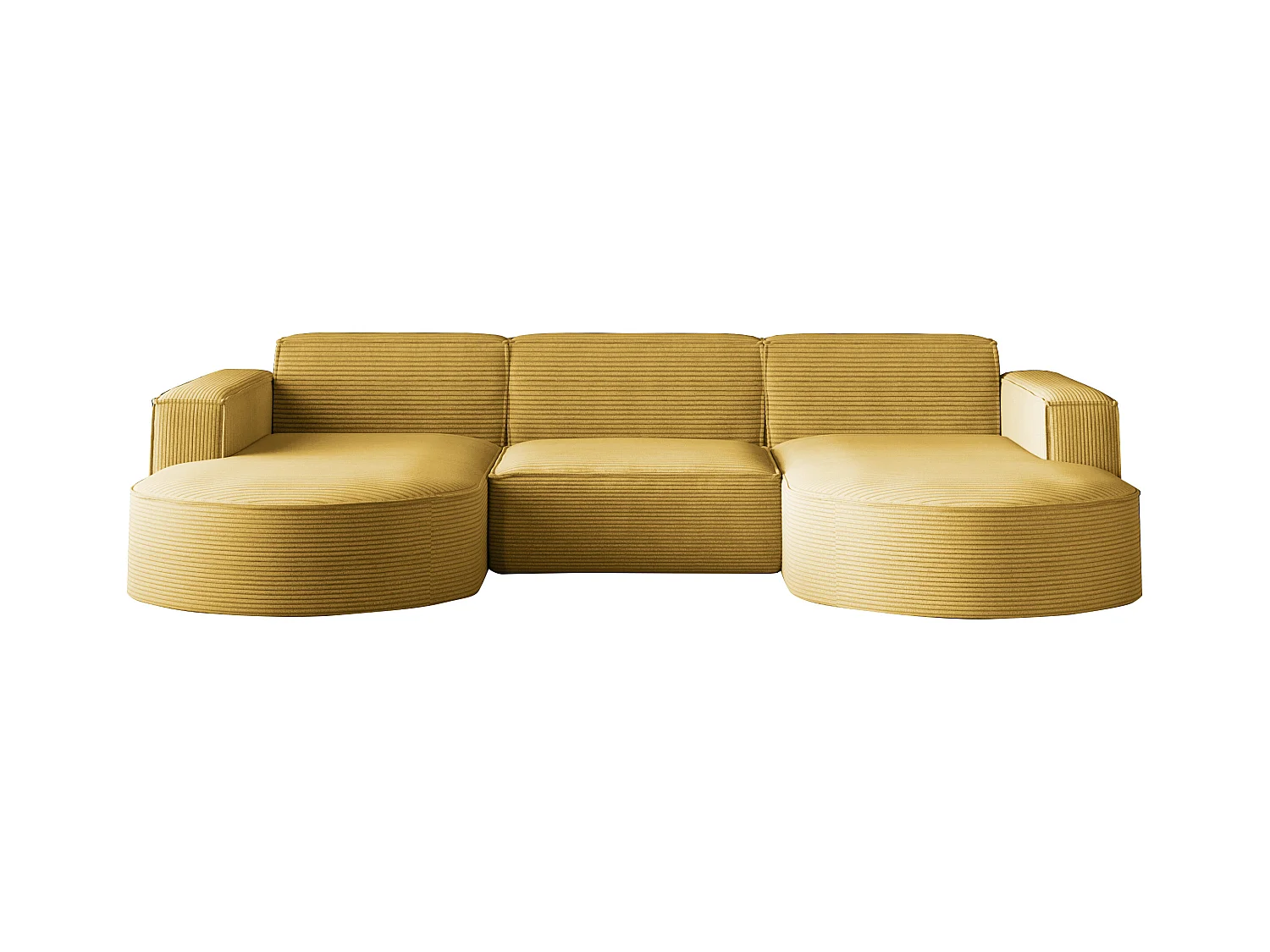 Canapé d'angle Modena en U, tissu Poso, jaune