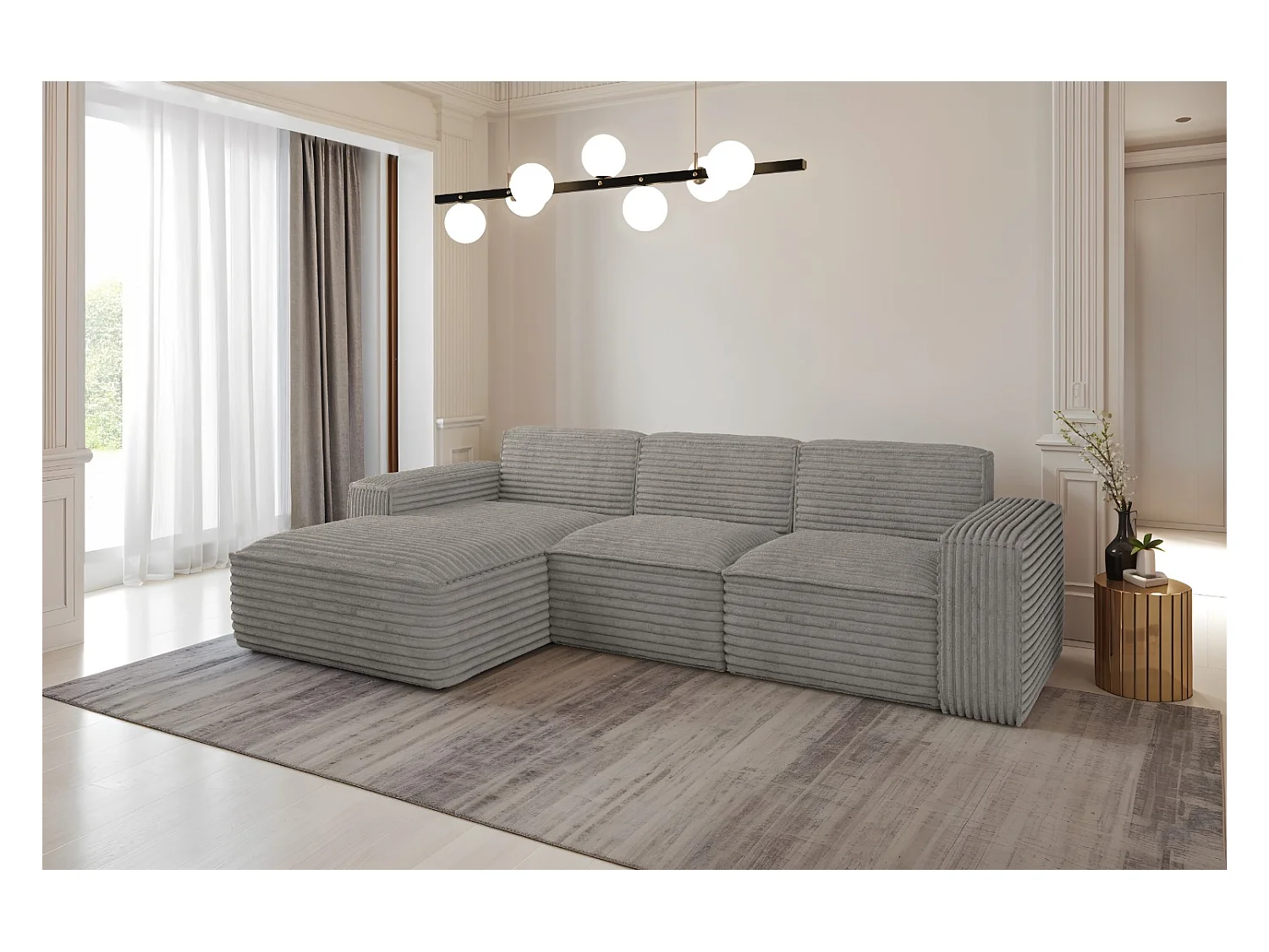 Ecksofa L-Form Siena Stoff Velo Grau Links