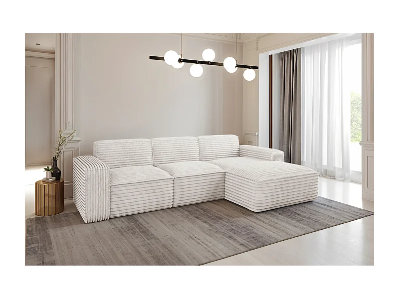 Ecksofa L-Form Siena Stoff Velo Ecru Rechts