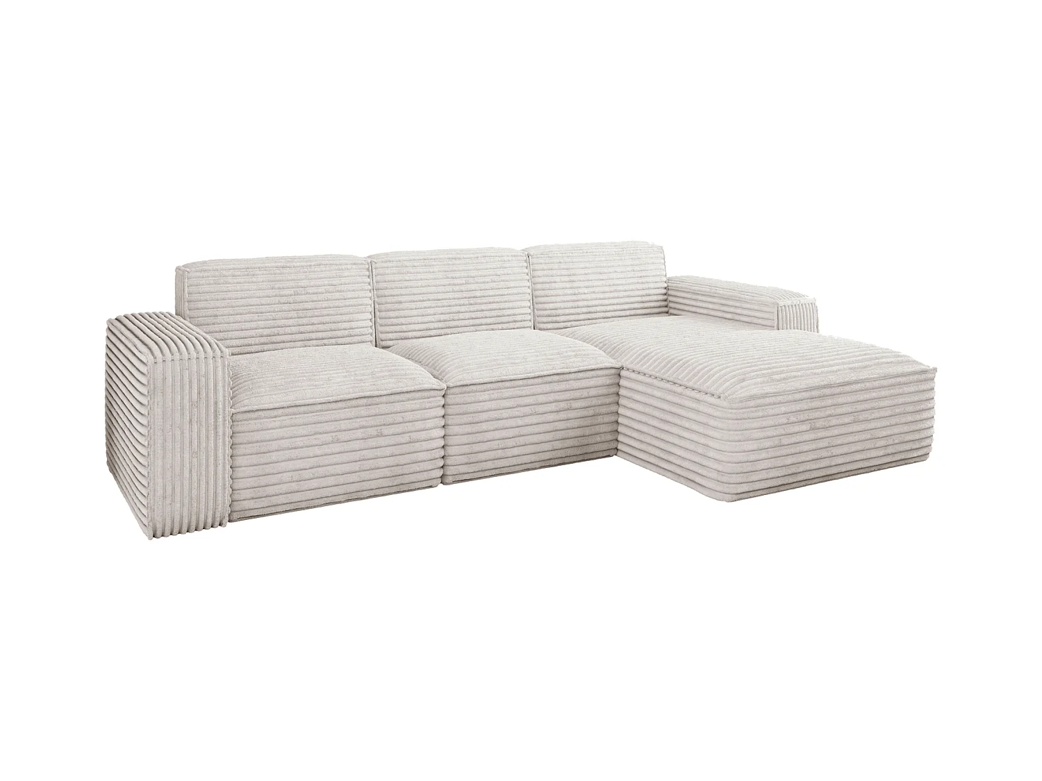 Ecksofa L-Form Siena Stoff Velo Ecru Rechts