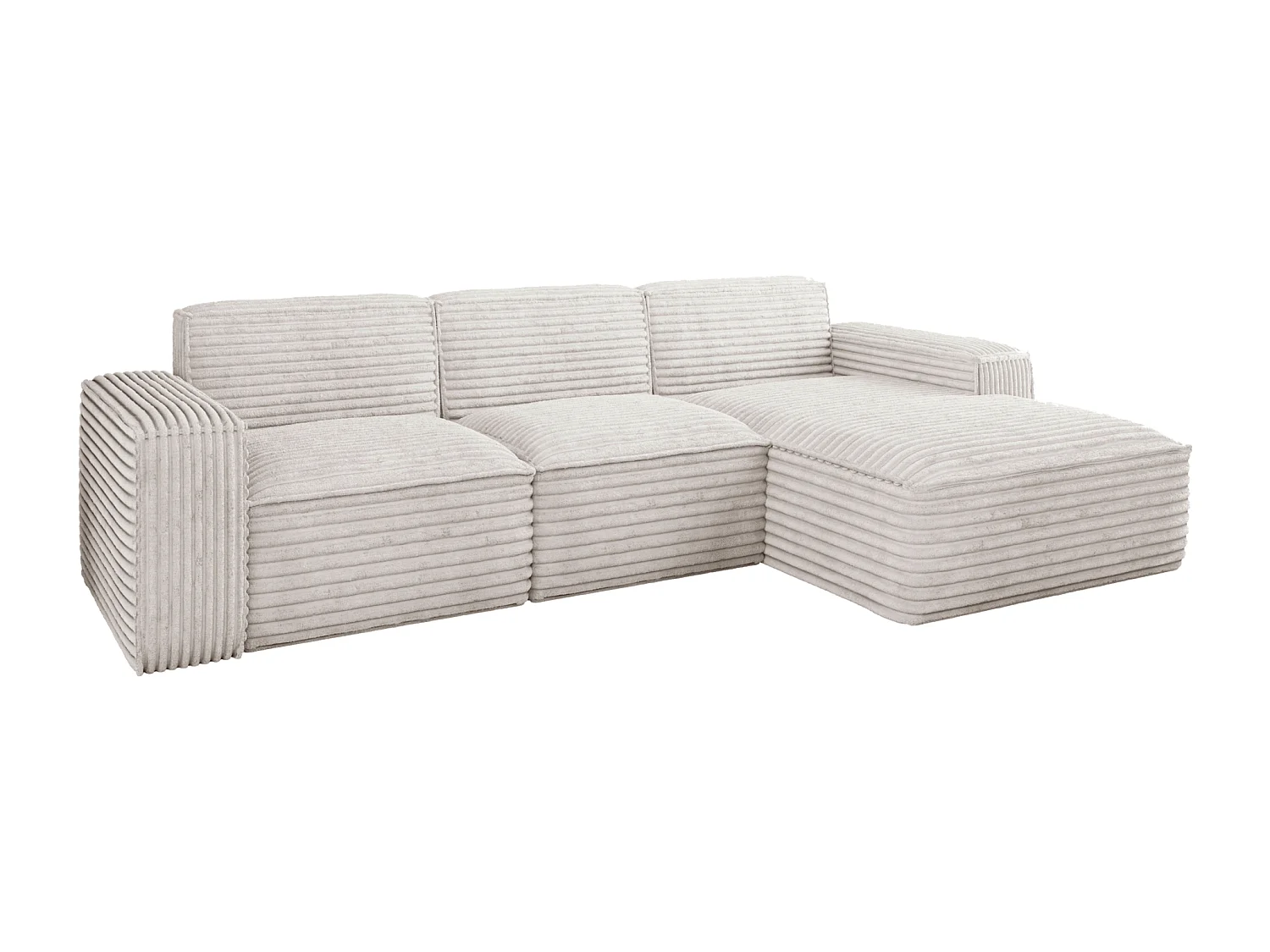 Ecksofa L-Form Siena Stoff Velo Ecru Rechts