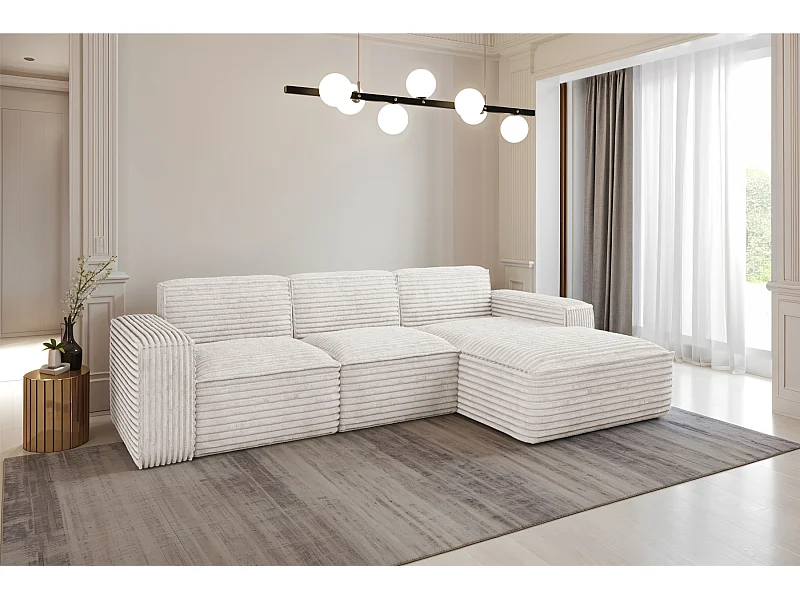 Ecksofa L-Form Siena Stoff Velo Ecru Rechts