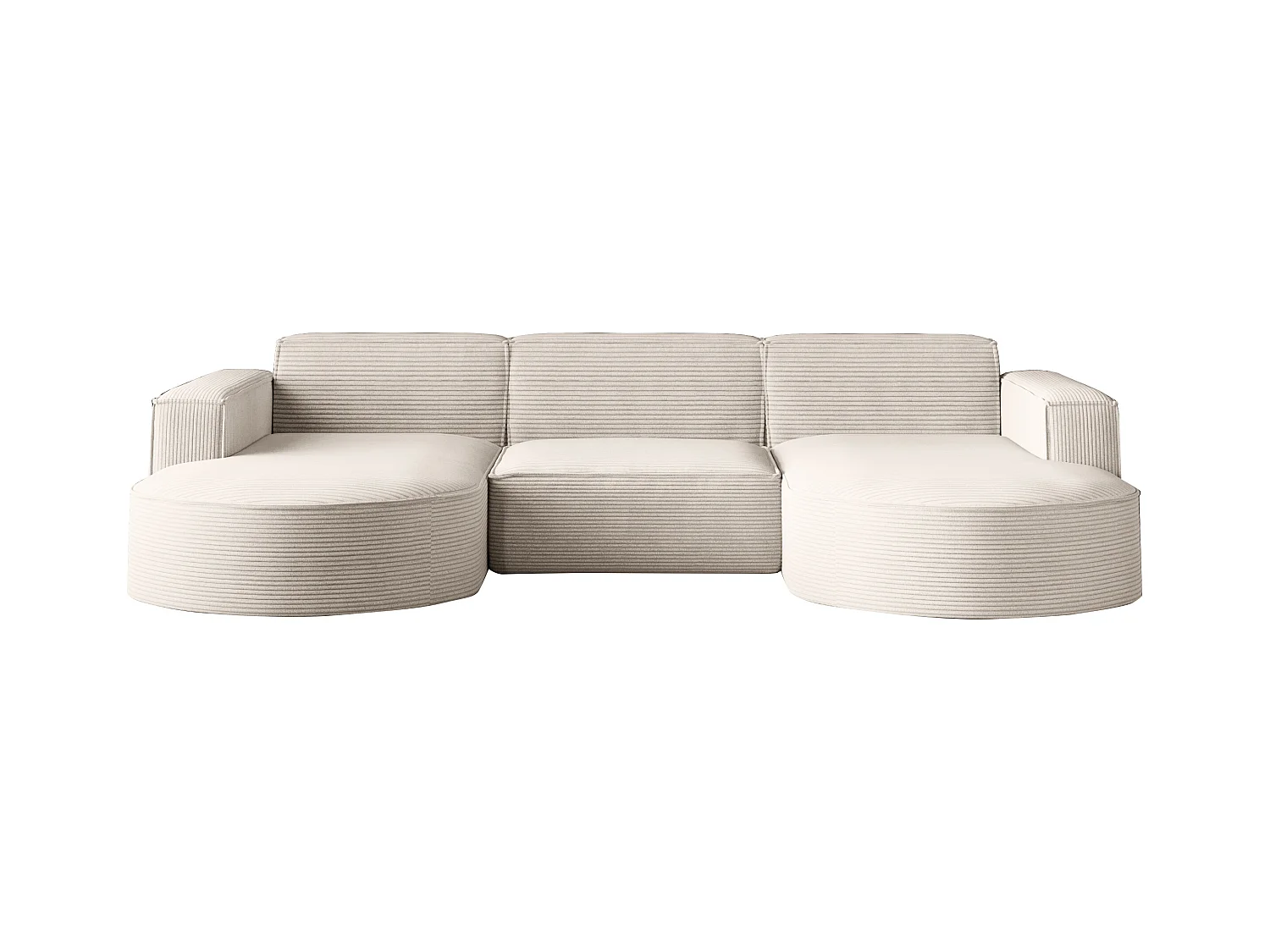 Canapé d'angle Modena en U, tissu Poso, beige
