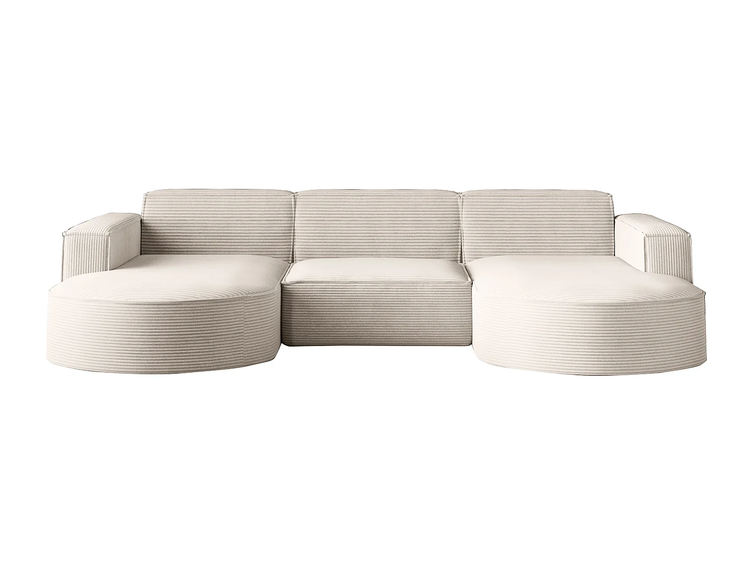 Canapé d'angle Modena en U, tissu Poso, beige