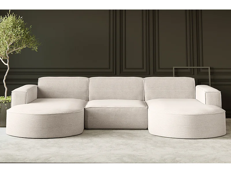 Ecksofa, Modena U-Form, Stoff Poso, Beige