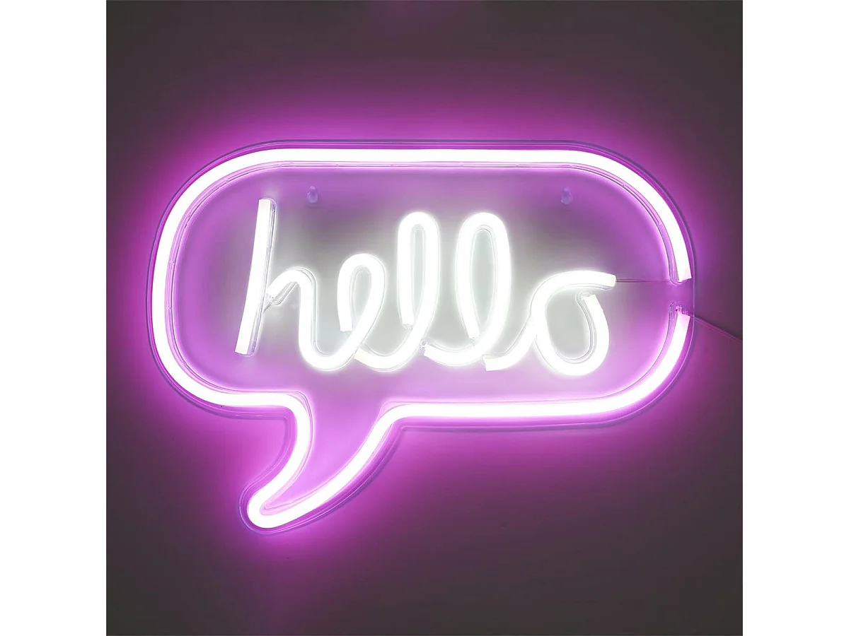 Lampe LED Murale Effet Néon "Hello" Blanc et Rose - GOOTA